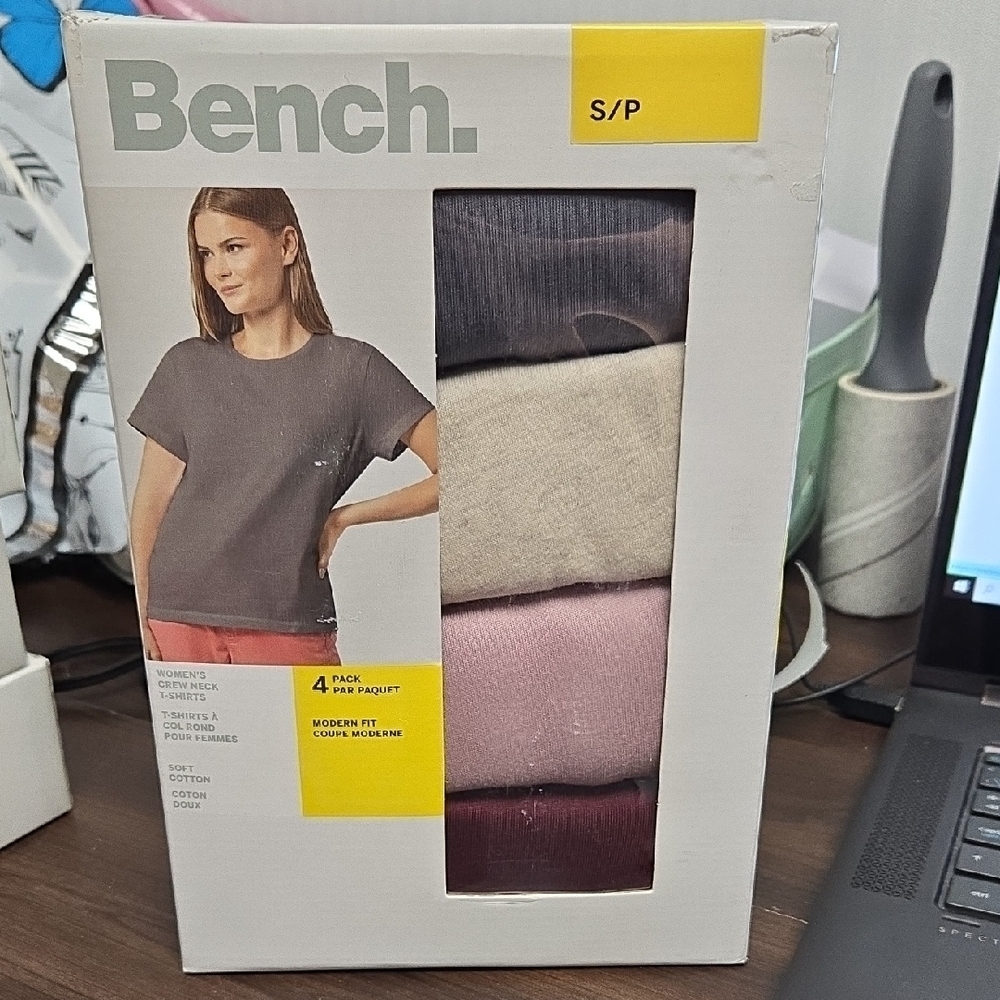 Bench Size S Multi-Colour 4 Pack of Cotton Crew Neck T-Shirts